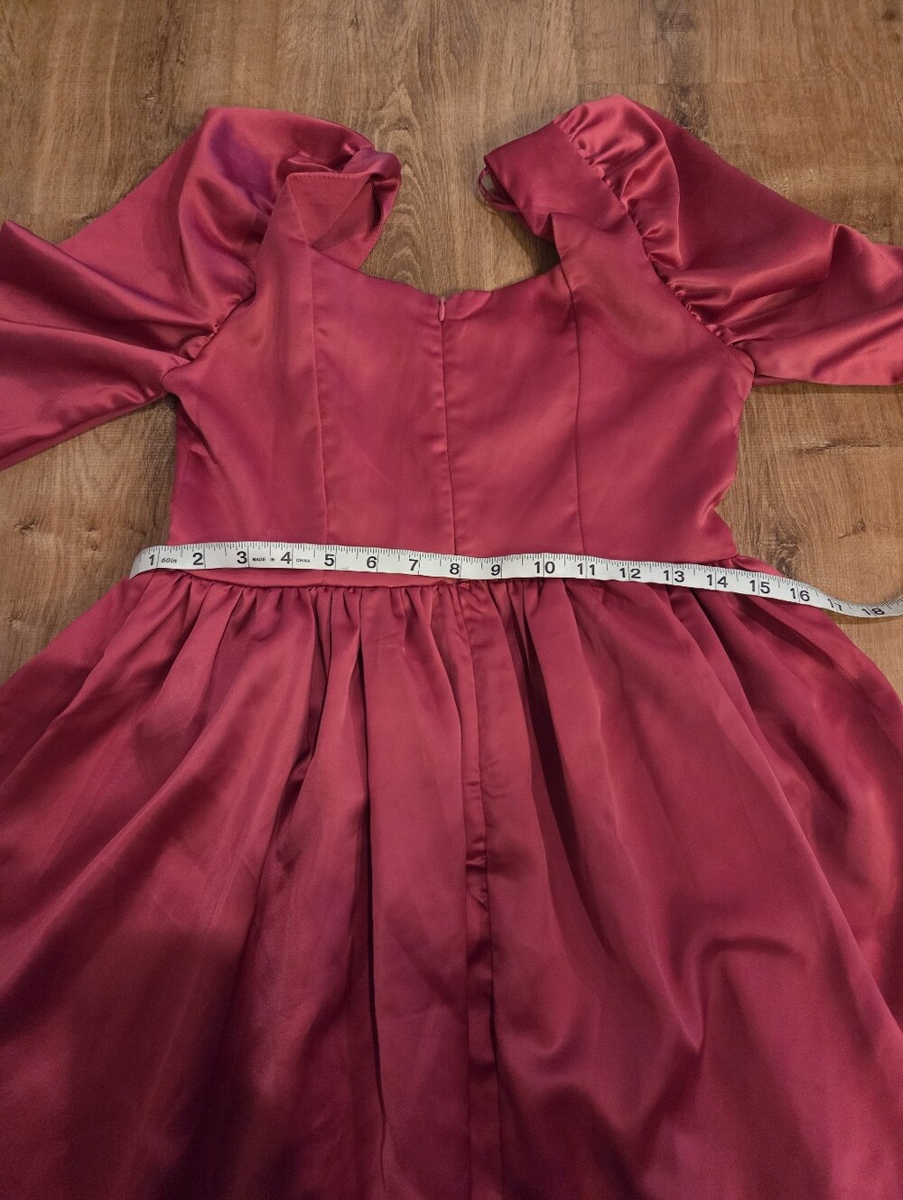 Mustard Seed Puff Sleeve Satin Dress Medium - Picture 7 of 8